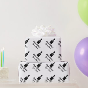 Birthday wrapping paper with paint brush drawing