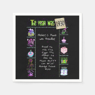 Birthday Year 1930 Party Paper Napkin