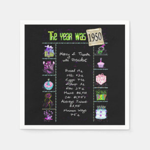 Birthday Year 1950 Party Paper Napkin