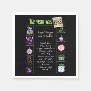 Birthday Year 1988 Party Paper Napkin