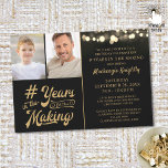 Birthday YEARS IN THE MAKING String Lights Photo Invitation<br><div class="desc">Celebrate any age birthday for him or her with these black and gold party invitations featuring an editable retro calligraphy script typography design stating YEARS IN THE MAKING which incorporates their age and birth year within the design, accented with soft yellow glowing string lights and personalised with 2 photos (perhaps...</div>