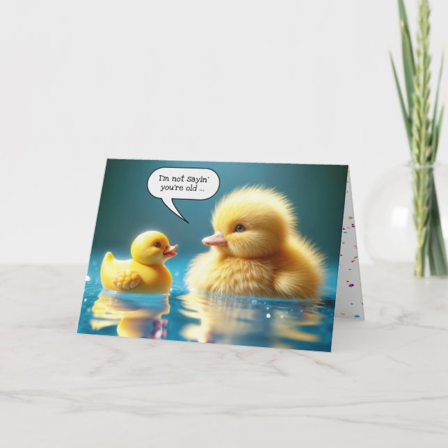 Birthday Yellow Toy Duck With Duckling Card (Front)