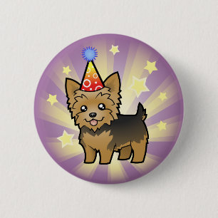 Birthday Yorkshire Terrier (short hair no bow) 6 Cm Round Badge