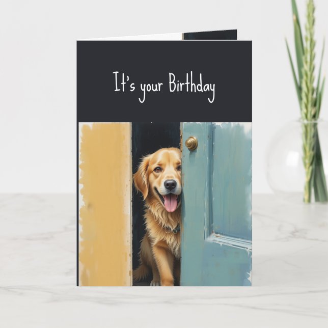 Birthday You can Run But not Hide Fun Dog Card (Front)