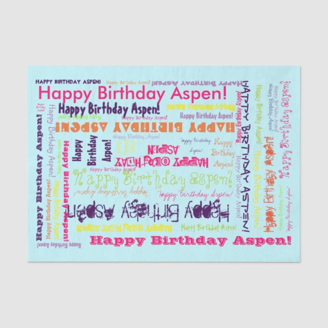 Birthday,Your Name-Blue Tissue Paper TEMPLATE (Front)