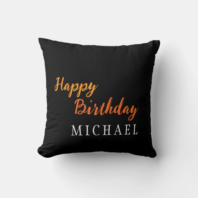Birthday Your Name Minimalist Personal Modern Cushion (Front)