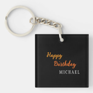 Birthday Your Name Minimalist Personal Modern Key Ring