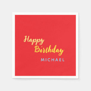 Birthday Your Name Minimalist Personal Modern Napkin