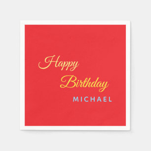 Birthday Your Name Minimalist Personal Modern Napkin