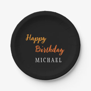 Birthday Your Name Minimalist Personal Modern Paper Plate