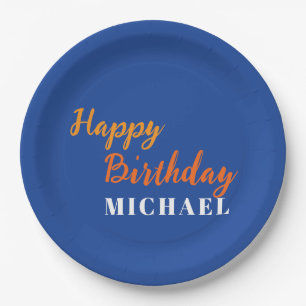 Birthday Your Name Minimalist Personal Modern Paper Plate