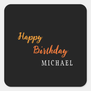 Birthday Your Name Minimalist Personal Modern Square Sticker