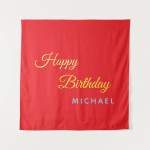 Birthday Your Name Minimalist Personal Modern Tapestry