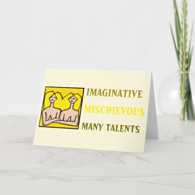 Birthday Zodiac Sign Personality Gemini Card (Front)