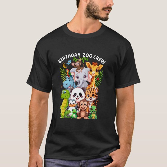 Birthday Zoo Crew Cute Wild Safari Zoo Animals T-Shirt (Front)