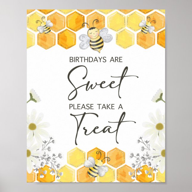 Birthdays are Sweet Please Take a Treat Bee Sign (Front)
