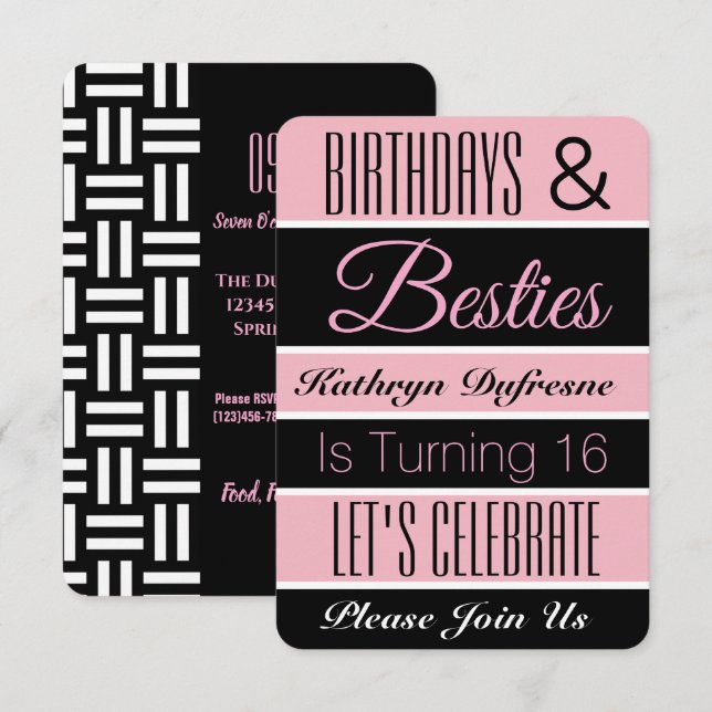 Birthdays & Besties Birthday Party Invitation (Front/Back)