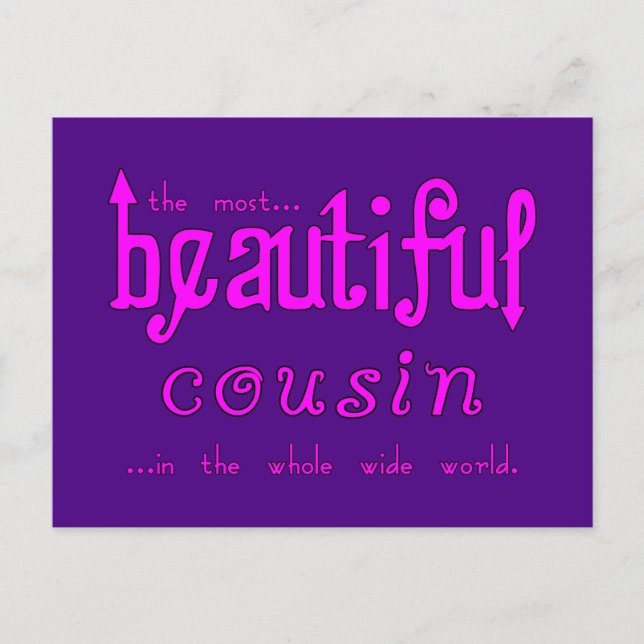 Birthdays Parties Christmas : Beautiful Cousin Holiday Postcard (Front)