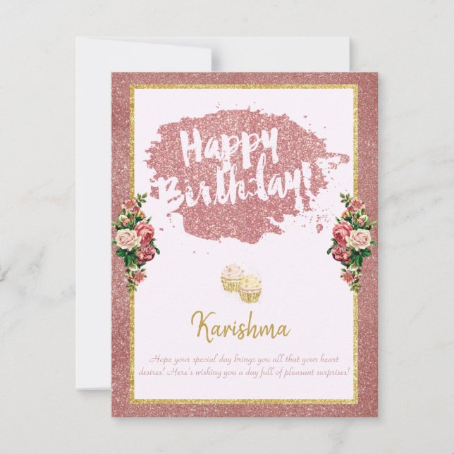 birthdays Personal name change Rose gold Card (Front)