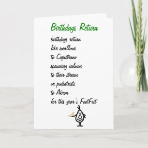 Birthdays Return - a funny birthday poem Card