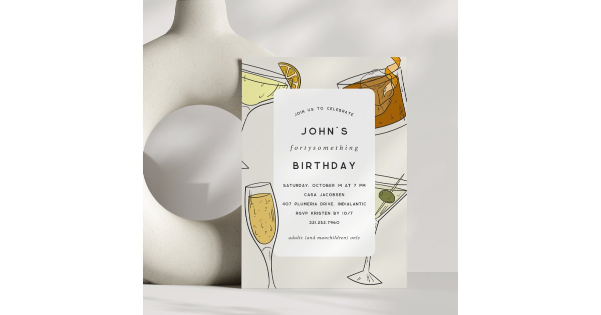 Birthdaysomething | Adult Birthday Cocktail Party Invitation | Zazzle.co.nz