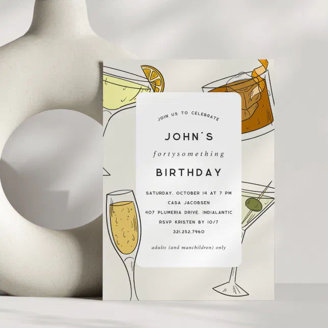 Birthdaysomething | Adult Birthday Cocktail Party Invitation | Zazzle.co.nz