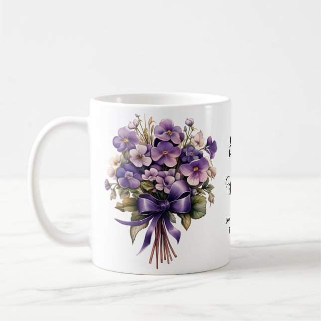 Birthflower february violet coffee mug (Left)