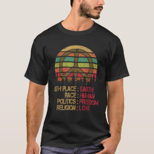 Birthplace Earth Race Human Equality Peace Sign T-Shirt