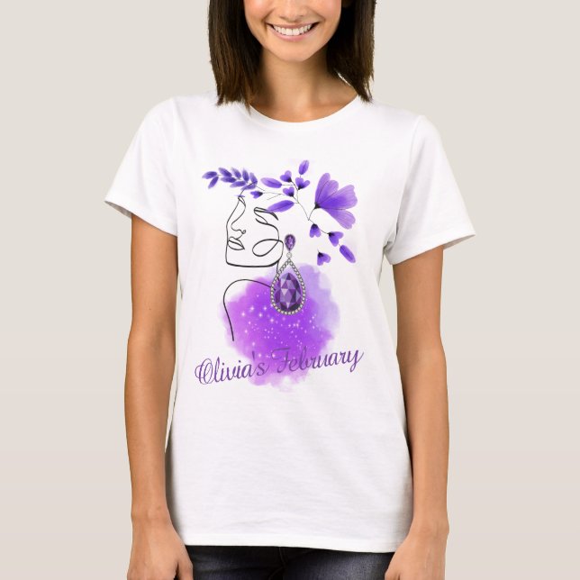 birthstone, amethyst, february,Customised, T-Shirt (Front)