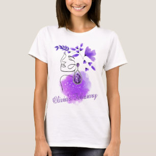 birthstone, amethyst, february,Customizable, T-Shirt