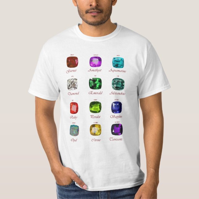 Birthstone Chart Gemstone T-Shirt (Front)