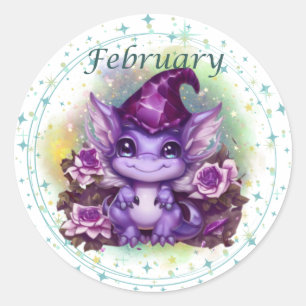 Birthstone February Amethyst Dragon Sticker