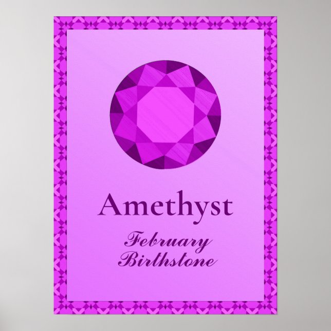 Birthstone Illustration for February - Amethyst  Poster (Front)