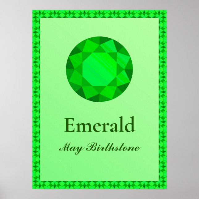 Birthstone Illustration for May - Emerald   Poster (Front)