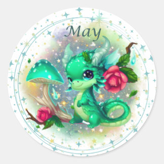Birthstone May Emerald Dragon Sticker