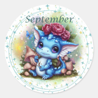 Birthstone September Sapphire Dragon Sticker