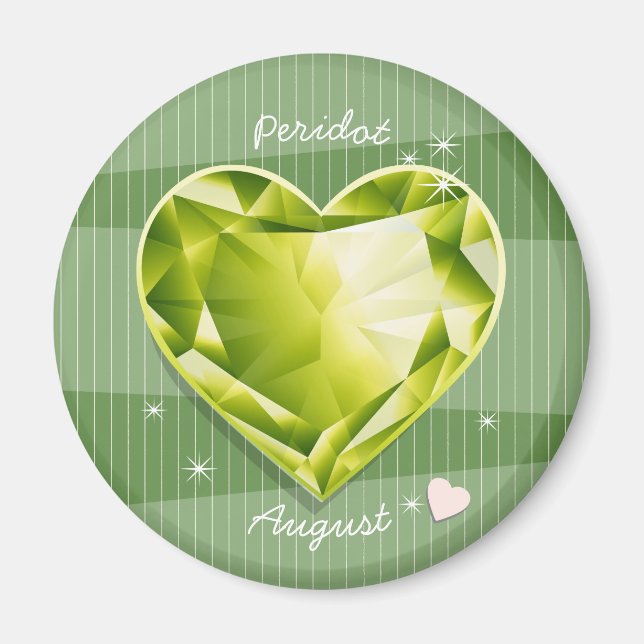 Birthstones August Peridot Olive Green Heart Magnet (Front)