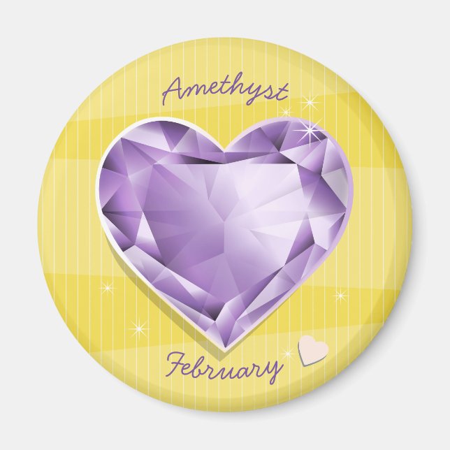 Birthstones February Amethyst Purple/lilac Heart Magnet (Front)