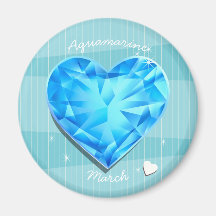 Birthstones March Aquamarine blue Heart