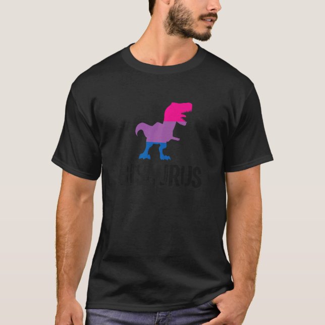 Bisaurus Dinosaur Rex Bisexual Pride Flag Bi Pride T-Shirt (Front)