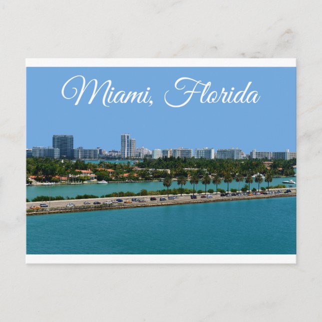 Biscayne Bay  Miami Beach Florida Travel Postcard (Front)