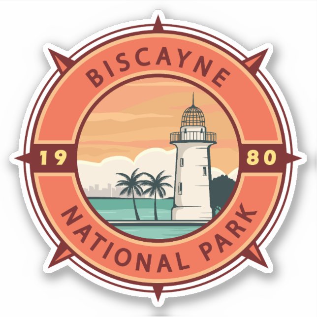 Biscayne National Park Retro Compass Emblem (Front)