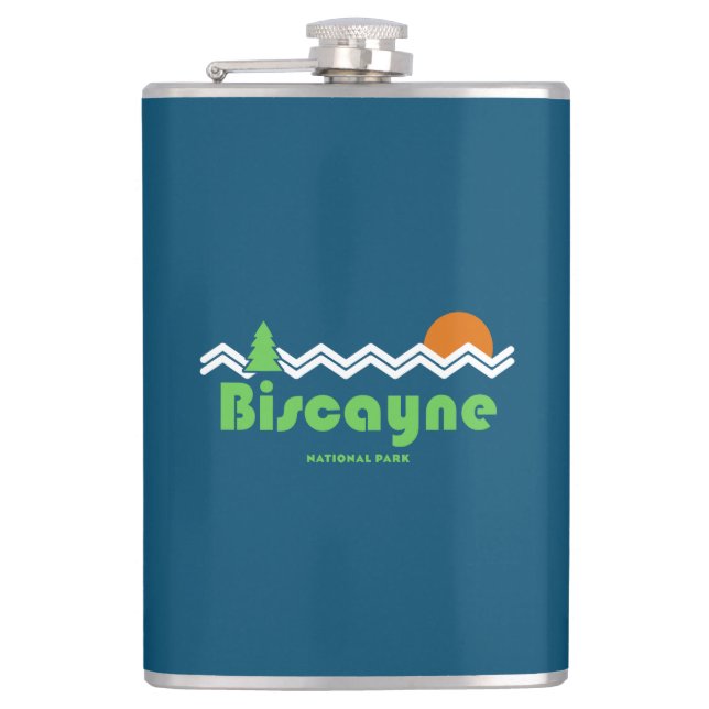 Biscayne National Park Retro Hip Flask (Front)