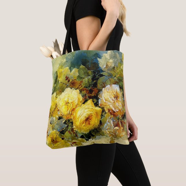 Bischoff - Roses (yellow), fine art painting, Tote Bag (Close Up)
