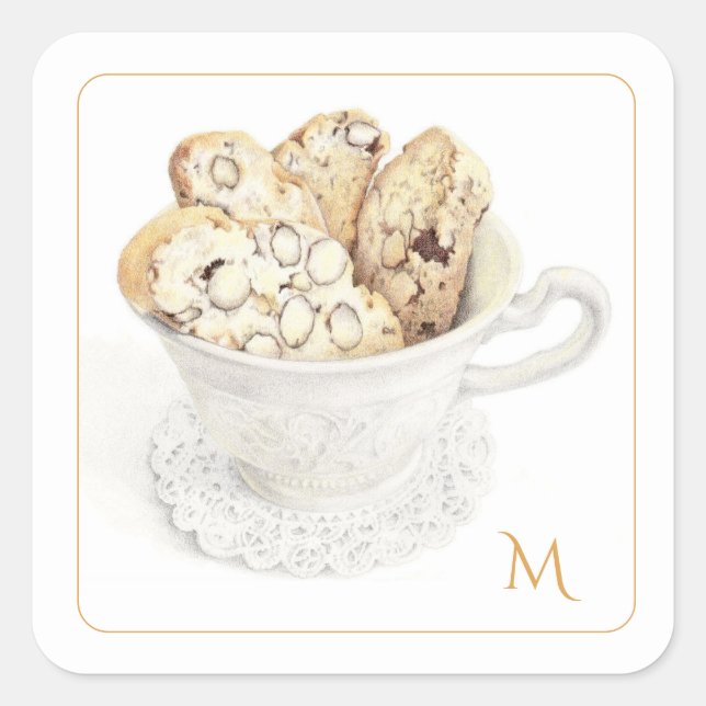 BISCOTTI 1.5" Square Stickers + Initial (Front)