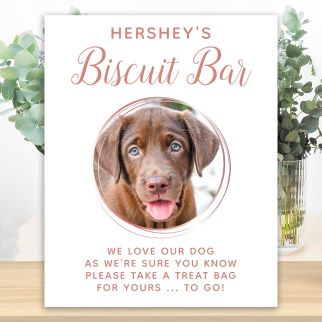 Biscuit Bar Pet Photo Rose Gold Dog Wedding Favour Poster (Creator Uploaded)