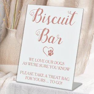 Biscuit Bar Rose Gold Pet Dog Treat Wedding Favour Pedestal Sign
