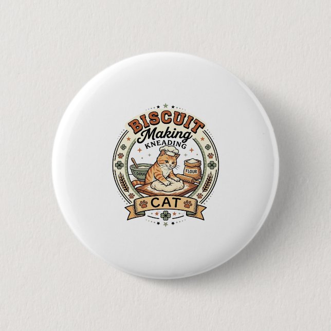 Biscuit Making Kneading Cat Biscuit Making Kneadin 6 Cm Round Badge (Front)