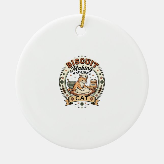 Biscuit Making Kneading Cat Biscuit Making Kneadin Ceramic Tree Decoration (Front)