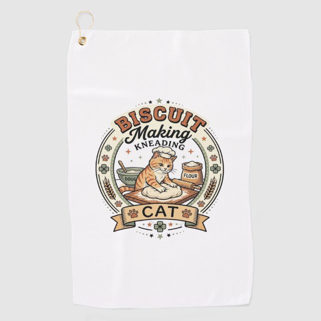 Biscuit Making Kneading Cat Biscuit Making Kneadin Golf Towel (Front)
